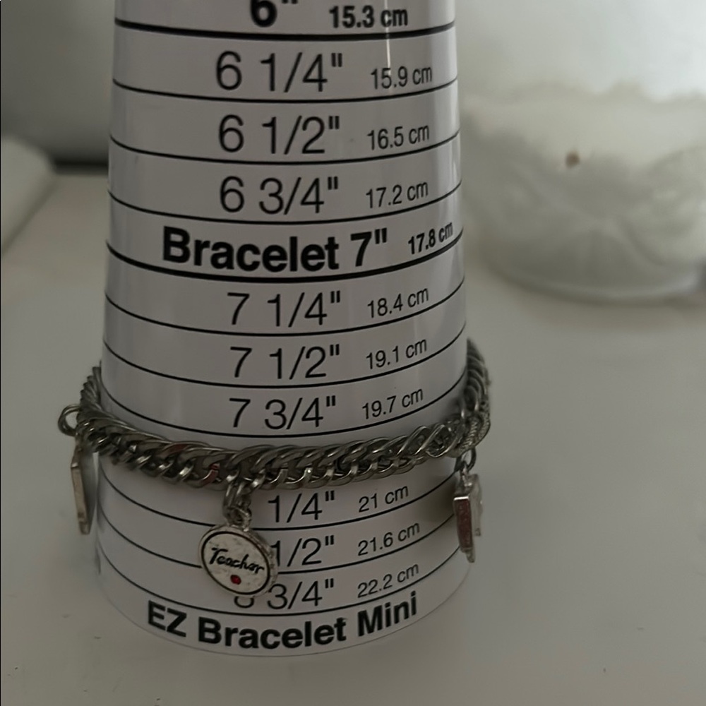 Silver Tone School Themed Charm Bracelet